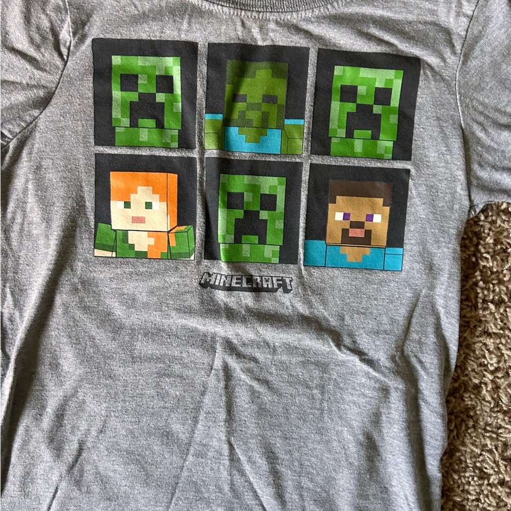 Minecraft Gray Kids Short Sleeve T-Shirt - Picture 2 of 3